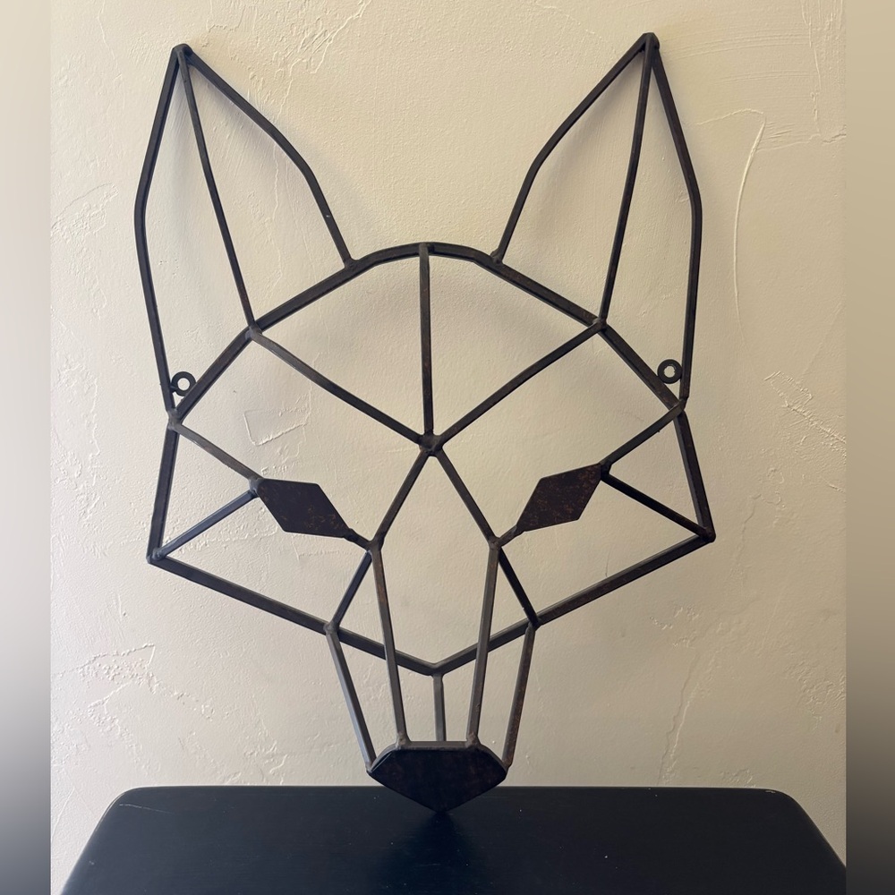 3D Geometric Metal Fox/Wolf Face wall hanging